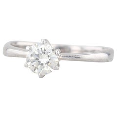 0,65 ct Diamante redondo solitario Anillo de compromiso Oro blanco 14k Talla 8.25