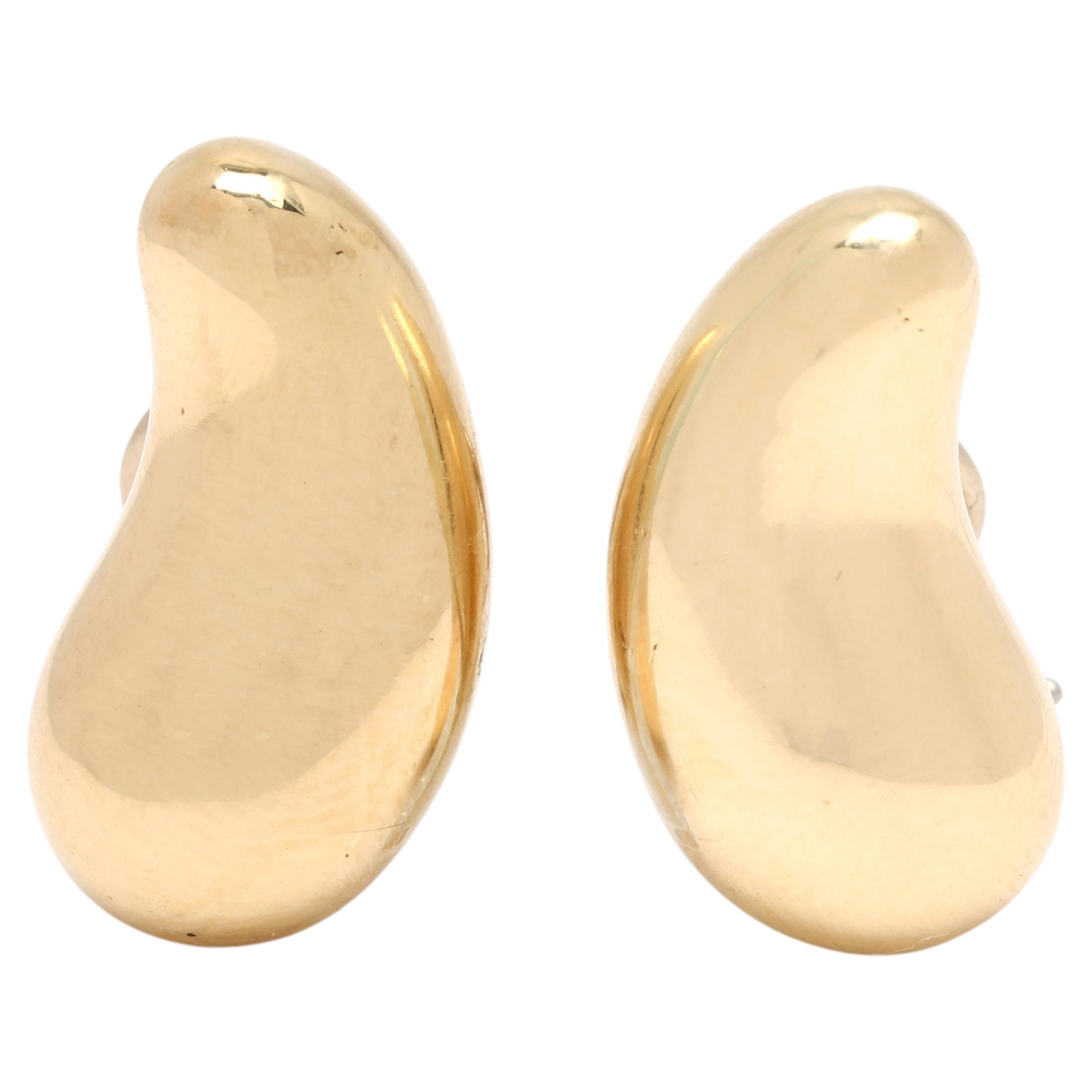 Orecchini a clip a goccia grandi Elsa Peretti di Tiffany & Co, in oro giallo 18k in vendita