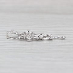 0.12ctw Diamond Filigree Ornate Pendant 18k White Gold Fring Drop