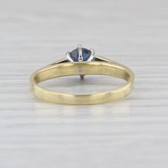 0.50ct Blue Sapphire Solitaire Ring 18k Yellow Gold Platinum Sz 5 Cathedral Band