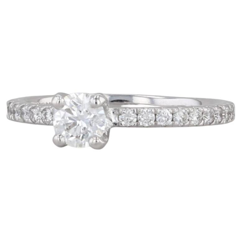 Anillo de compromiso con diamante redondo de 0,40 ct, oro blanco de 18 k, talla pequeña 3