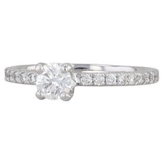 0.40ctw Round Diamond Engagement Ring 18k White Gold Small Size 3