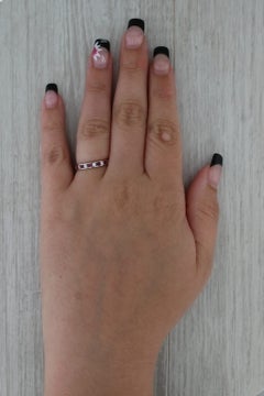 0.40ctw Diamond Ruby Wedding Band 14k White Gold Size 6.5 Stackable Wedding Band