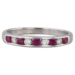 0.40ctw Diamond Ruby Wedding Band 14k White Gold Size 6.5 Stackable Wedding Band
