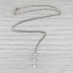 0.43ctw Diamond 3-Stone Journey Pendant Necklace 14k White Gold 16.75"
