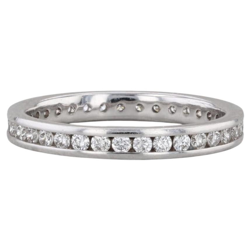 0.48ctw Diamond Eternity Band 14k White Gold Wedding Ring Size 5 Stackable For Sale
