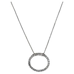 0.45ctw Diamond Eternity Oval Pendant Necklace 14k White Gold 18.75" Box Chain
