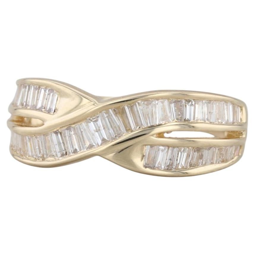 0.80ctw Diamond X Crossover Ring 14k Yellow Gold Size 7 Wedding Anniversary For Sale