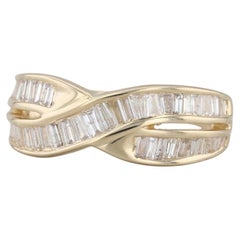 0,80 ct Diamant-X-Crossover-Ring aus 14-karätigem Gelbgold, Größe 7, zum Hochzeitstag