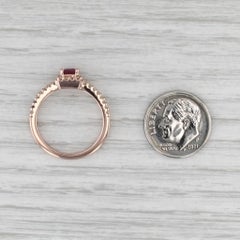 0.60ctw Ruby Diamond Halo Ring 14k Rose Gold Size 7 Engagement