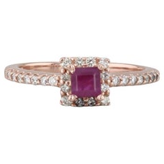0.60ctw Ruby Diamond Halo Ring 14k Rose Gold Size 7 Engagement