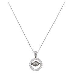 0.65ctw Diamond Floating Halo Pendant Necklace 14k White Gold 18" Box Chain