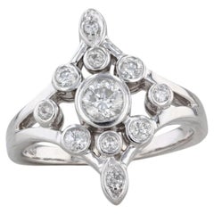 0.63ctw Diamond Cluster Cocktail Engagement Ring 14k White Gold Size 9