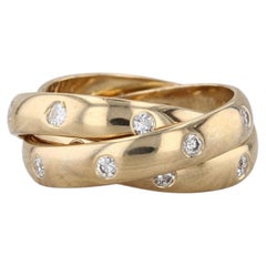 0.70ctw Diamond Dots Rolling Puzzle Ring 3-Bands 18k Yellow Gold Size 5.5