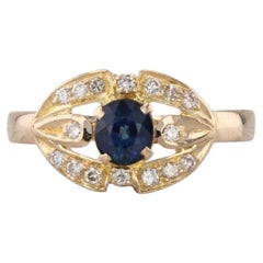 Bague en or jaune 18 carats sertie d'un saphir bleu de 0,70 ct, taille 6,5
