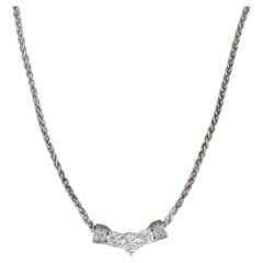 0.65ctw Diamond Pendant Necklace 14k White Gold 18.5" Wheat Chain