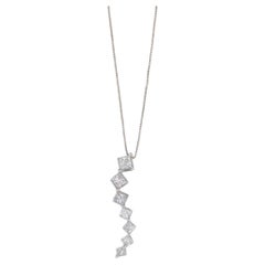 0.71ctw Diamond Journey Pendant Necklace 14k White Gold 19.5" Box Chain
