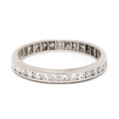 1940's .50ctw Diamond Eternity Band Ring, Platinum, Ring Size 5.25