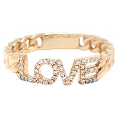 0.12ctw Diamond LOVE Band Ring, 14k Yellow Gold, Ring Size 7