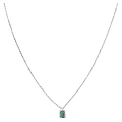 Nuova collana con pendente personalizzato in alessandrite verde da 0,36 ct, oro bianco 14k, 16"