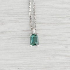 Nuova collana con pendente personalizzato in alessandrite verde da 0,36 ct, oro bianco 14k, 16"
