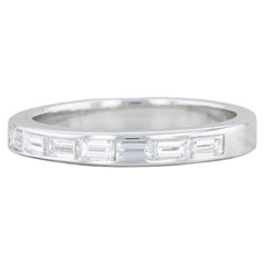 0.70ctw Baguette Diamond Wedding Band 18k White Gold Size 7 Ring