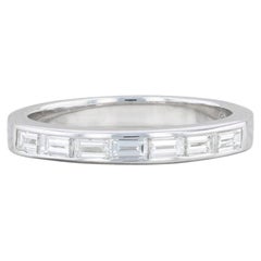 0.70ctw Baguette Diamond Wedding Band 18k White Gold Size 7 Ring