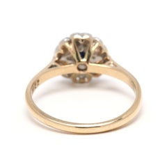 0.23ctw Sapphire & Diamond Flower Ring, 9k Yellow & White Gold, Ring Size 6