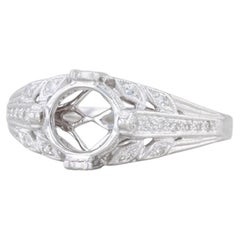 New Beverley K Semi Mount Engagement Ring 18k Gold Cathedral Diamond Size 5.75