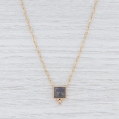 New Nina Wynn Ariana Pendant Necklace Druzy Quartz Diamond 18k Gold 17.5"