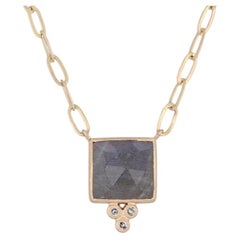 New Nina Wynn Ariana Pendant Necklace Druzy Quartz Diamond 18k Gold 17.5"