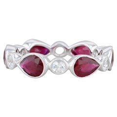 New Beverley K Ruby White Sapphire Stackable Ring 14k Gold Eternity Band 4.75