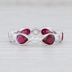 New Beverley K Ruby White Sapphire Stackable Ring 14k Gold Eternity Band 4.75