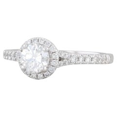 New 0.82ctw VVS1 Round Diamond Halo Diamond Engagement Ring 14k White Gold