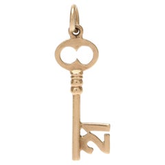 Vintage British Hallmarks 21 Key Charm, 9k Yellow Gold, Length 1 1/8 in