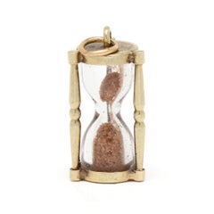 Sand Hourglass Charm, 14k Yellow Gold, Length .75 in