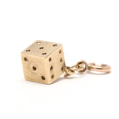 1950s Dice Charm, 14k Yellow Gold, Length 1 in