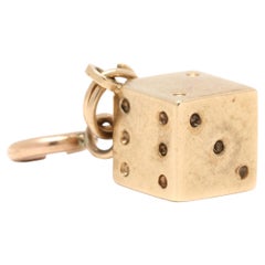1950s Dice Charm, 14k Yellow Gold, Length 1 in