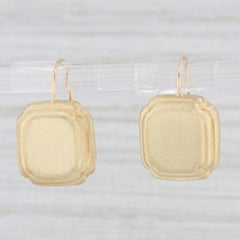 Slane & Slane Engravable Drop Earrings 18k Yellow Gold Hook Posts Leverbacks