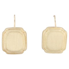 Slane & Slane Engravable Drop Earrings 18k Yellow Gold Hook Posts Leverbacks