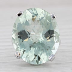 36ct Prasiolite Green Amethyst Ring 14k White Gold Size 7.5 Solitaire Cocktail