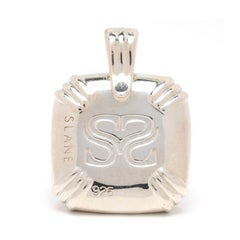 Slane Large Square Blue Topaz Enhancer, Sterling Silver, Length 1.5 in