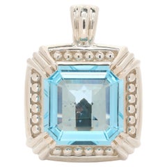 Slane Large Square Blue Topaz Enhancer, Sterling Silver, Length 1.5 in