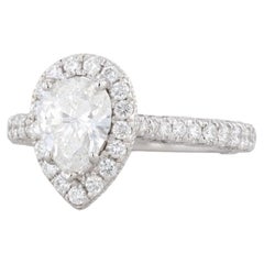 New 1.73ctw Diamond Teardrop Halo Engagement Ring 14k White Gold Size 6.5 Pear