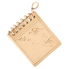 1950s "This is my Life" Book Charm, 14k Yellow Gold, Length .75 in