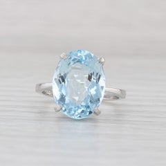 5.40ct Oval Aquamarine Solitaire Ring 18k White Gold Size 5