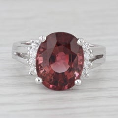 6.18ctw Pink Tourmaline Oval Diamond 14k White Gold Ring Size 7