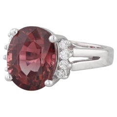 6.18ctw Pink Tourmaline Oval Diamond 14k White Gold Ring Size 7