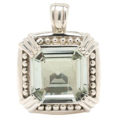 Slane Large Square Prasiolite Enhancer, Sterling Silver, Length 1.5 in