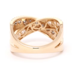 Effy Crossover .92ctw Diamond Ring, 14k Yellow Gold, Ring Size 7.5